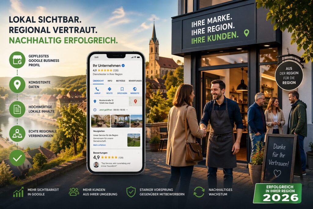 Lokal sichtbar, regional vertraut, nachhaltig erfolgreich. Services für Google Business Profile und regionale Vernetzung
