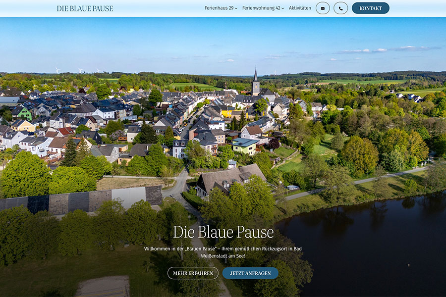 Referenz Screenshot der Website von Die Blaue Pause